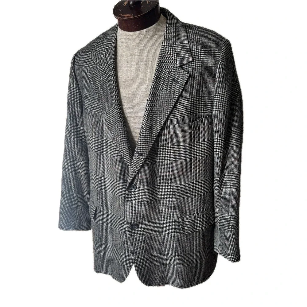 VTG Camelhair Windowpane Blazer Brooks Brothers Wool Jacket‎ Sport Coat Sz 46-48